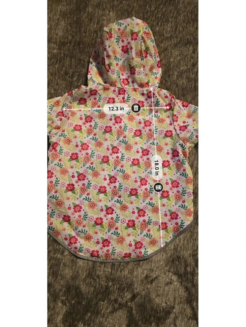 Good2Go Floral Print Dog Raincoat with Hood, Pink and White